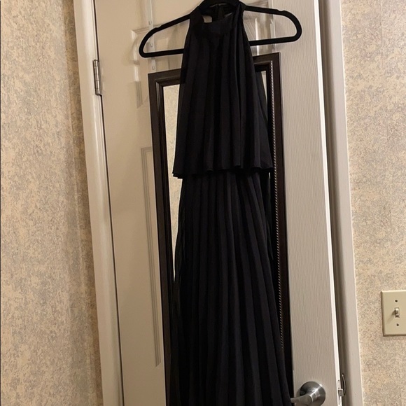 ASOS Black Halter Tie Pleated Midi Dress (size 2) - Picture 9 of 14